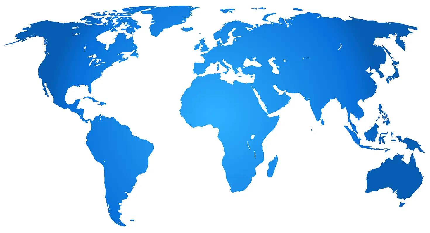 Blue world map silhouette on a white background, showing continents in a minimalist design. The tone is modern and educational.