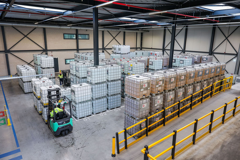 ISO containers and IBCs of bulk spirits ready for shipment